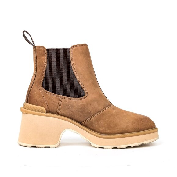 Sorel Women Hi-Line Heel Chelsea Brown Leather Waterproof Ankle Boots size 8.5 - Picture 5 of 9